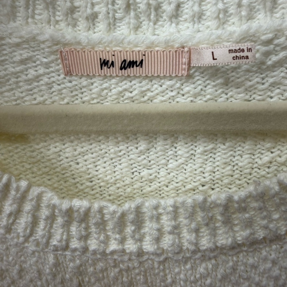 miami Cream Knit Top Size Large - Picture 7 of 8